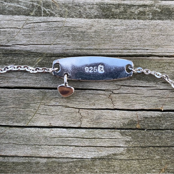 Mom bracelet .925 Sterling Silver with heart dangle dainty 7.25” - Picture 7 of 9